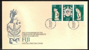 FIJI Scott # 384a, 384b, 384c FDC - 25th Anniversary Of QEII Coronation