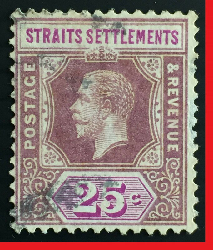 Malaya Straits Settlements 1921 KGV 25c MSCA USED SG#234 M2507