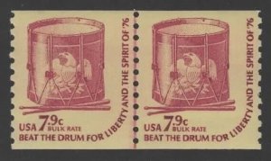 US 1615 MNH VF Joint Line Pair 7.9¢ Drum Shiny Gum