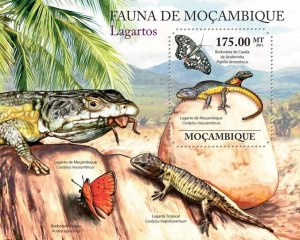 MOZAMBIQUE - 2011 - Lizards - Perf Souv Sheet - Mint Never Hinged