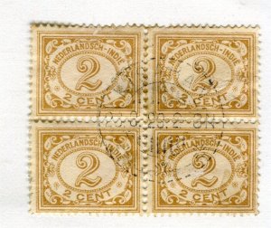 NETHERLAND INDIES; Early 1900s Numeral issue fine used 2c. Block