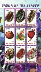 Rwanda - Sea Fauna - 9 Stamp  Sheet  - SV0768