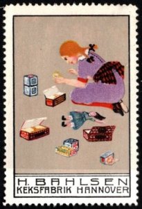 Vintage Germany Poster Stamp H. Bahlsen Cookie Factory Hannover