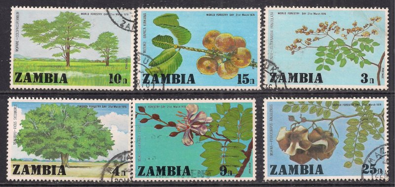 Zambia 1976 QE2 Set Foresty Day used SG 247 - 252 ( R292 )