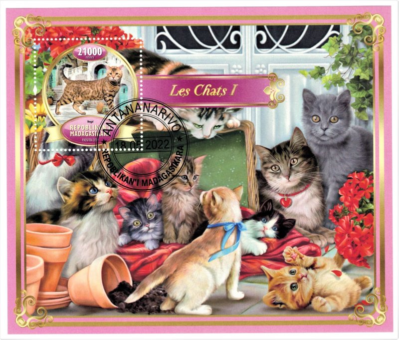 MADAGASCAR 2022 - Cats (1) / set (sheet+block)