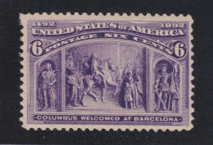 US 235 6c Columbian Exposition Mint VF OG H SCV $50
