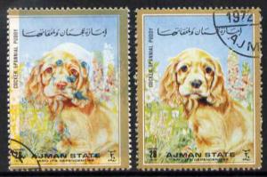 Ajman 1972 Dogs 20d Cocker Spaniel with superb misplaceme...