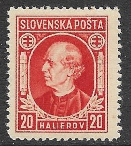 SLOVAKIA 1939 20h Andrej Hlinka Portrait Issue Sc 28 MNH