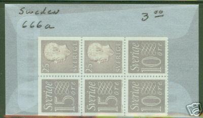 SWEDEN Stamp Booklet Pane Scott 666a CV$3