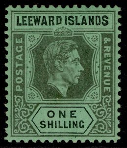LEEWARD ISLANDS GVI SG110a, 1s black/emerald, LH MINT. Cat £600. DI FLAW