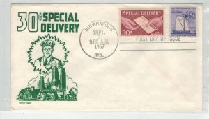 1957 SPECIAL DELIVERY STAMP E21 KEN BOLL CACHET 30c RED STAMP FDC