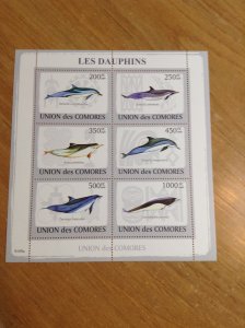 Comoro Islands   MNH Sheet of 6  Dolphins