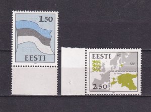 Estonia 1991 Flags Map 2v Set MNH