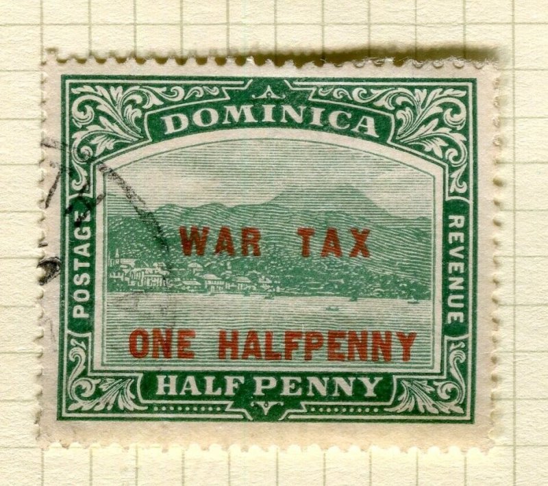 DOMINICA; 1916-18 early WAR TAX Optd. issue fine used 1/2d. value 