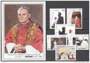 Zaire 85 Pope John-Paul II Visit set (6) +1SS mnh Mi.897/03