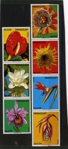 PARAGUAY 1973 Sc#1531 FLORA FLOWERS SET OF 7 STAMPS MNH