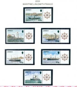 Jersey Sc 975-80 2001 Jersey-France steamship stamp set mint NH
