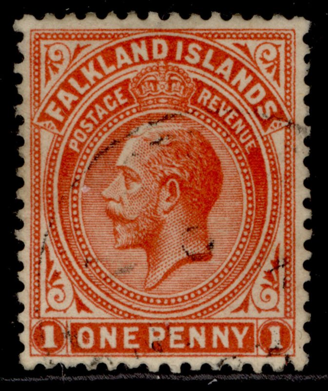 FALKLAND ISLANDS GV SG61d, 1d orange-vermilion, FINE USED.