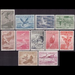 CUBA 1956 - Scott# C136-46 Birds Set of 11 LH one back thin