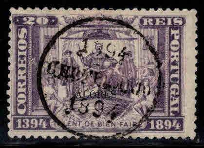 Azores Scott 68 Used, black opt on 1894 navigator stamp