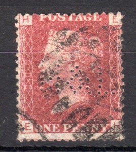 PENNY RED PLATE 208 WITH 'H & L' PERFIN