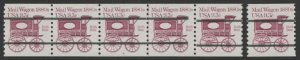 U.S. #1903a MNH Plate #4 Joint LP Strip of 5 9.3¢  Bulk Rate Mail Wagon
