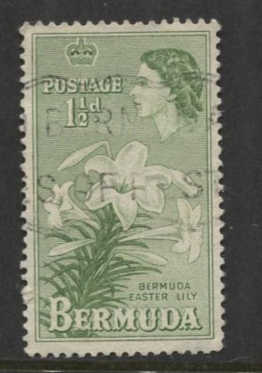 Bermuda - Scott 145 - QEII-Definative-1953 - VFU - Single 1.1/2d Stamp