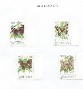 MOLDOVA - 1993 - Butterflies - Perf 4v Set - M L H