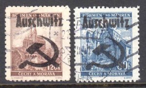 BOHEMIA & MORAVIA KZ CAMP AUSCHWITZ FELDPOST OVERPRINT x2 #2 POSTALLY USED