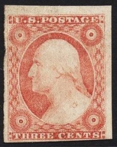 US Stamp #11a 3c Washington Dull Red Washington Type II  MINT NO GUM SCV $85