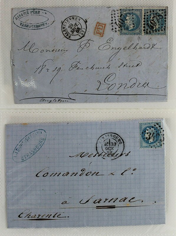 France 1863 /70 bundle of 20c blue perforate Napoleon covers  entires FU Covers