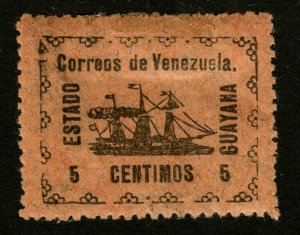 DS-1044 VENEZEULA GUYANA 1903 REVOLUIONARY STEAMSHIP BANRIGH SCOTT #1 5c  MH $19