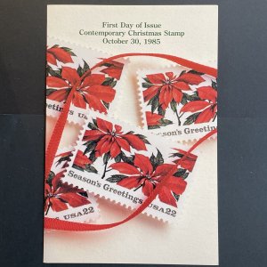 1985 Poinsettia Christmas Stamp First Day Ceremony Program Sc# 2166