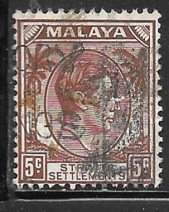 Straits Settlements 241a: 5c George VI, used, F-VF