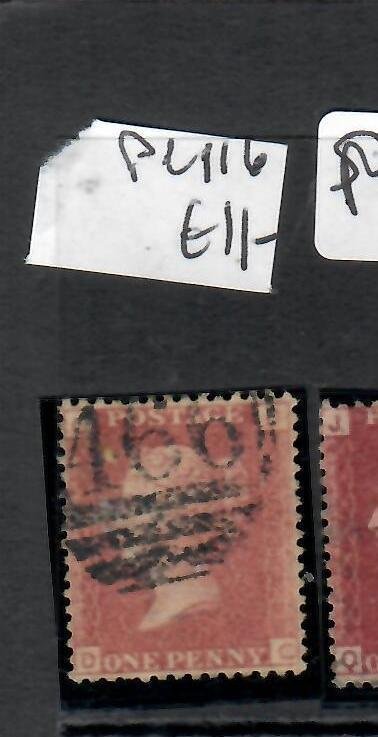 GREAT BRITAIN QV 1D RED PERF SC 33  SG 43 PLATE 116 #466 CANCEL PPP0612H