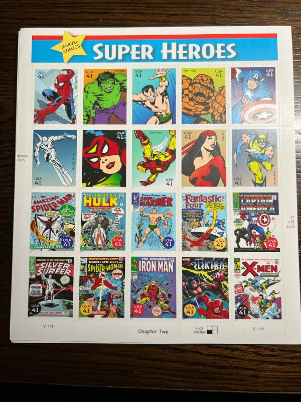 Scott #4159 SUPER HEROES “Chapter Two”  Sheet of 20 (2007)41¢ Stamps MNH