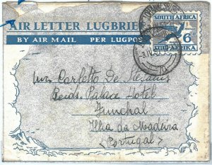 69131 - SOUTH AFRICA - POSTAL HISTORY - STATIONERY AEROGRAMME to MADERA 1951