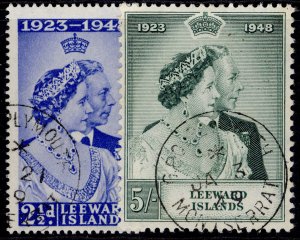 LEEWARD ISLANDS GVI SG117-118, 1949 ROYAL SILVER WEDDING set, VFU CDS. Cat £15.