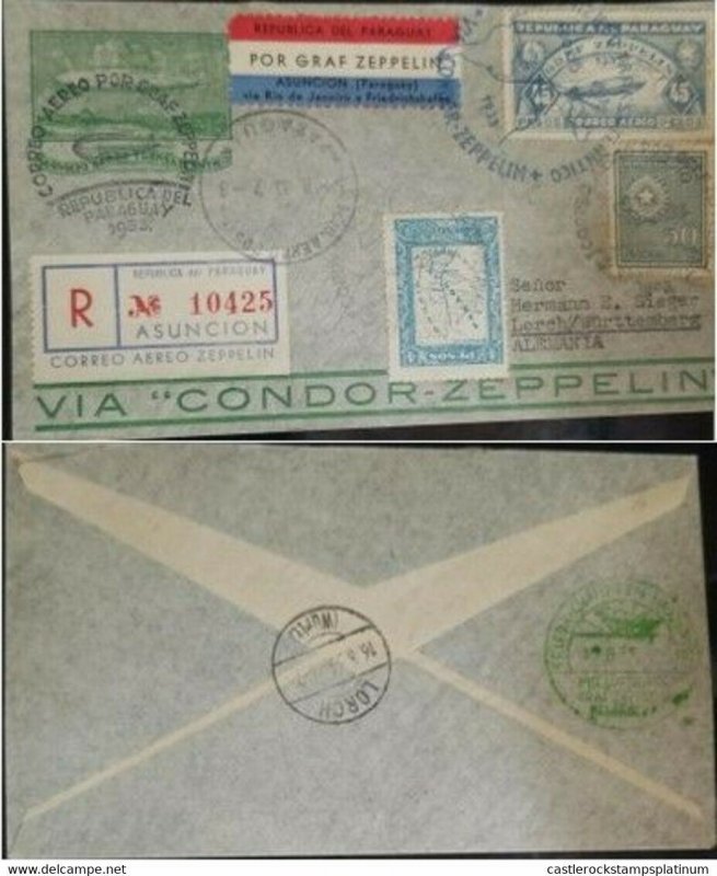 A) 1936, PARAGUAY, GRAF ZEPPELIN, FROM ASUNCION TO GERMANY, AIRMAIL, REGISTERED,