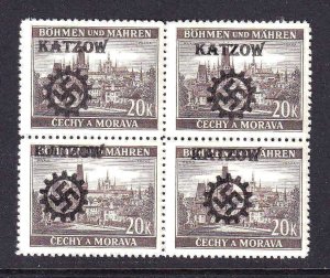 BOHEMIA & MORAVIA 48 BLOCK 4 KATZOW OVERPRINTS OG NH U/M VF BEAUTIFUL GUM