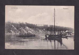 Litauen Germany 1916 Kowno Njemen River Boats Feldpost Postcard