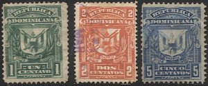 DOMINICAN REPUBLIC 1885 Sc 88-90 Used  F-VF - Coat of Arms