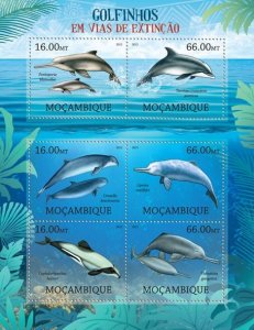 MOZAMBIQUE - 2012 - Endangered Dolphins - Perf 6v Sheet - Mint Never Hinged