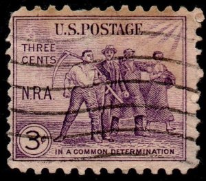 U.S. Scott #732: 1933 3¢ N.R.A., Used, F