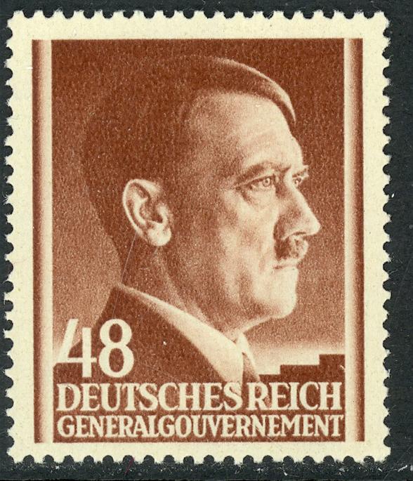 POLAND GERMAN OCCUPATION 1941-43 48g ADOLF HITLER Portrait Issue Sc N87 MNH