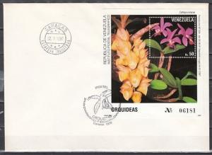 Venezuela, Scott cat. 1448. Orchids s/sheet on a First day Cover. ^