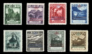 Liechtenstein #O1-8 Cat$448.50, 1930 Officials, set of eight, hinged