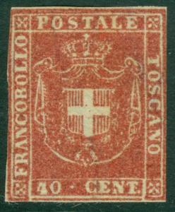 EDW1949SELL : ITALIAN STATES Tuscany 1860 Scott #21 VF, Mint NG RARE Cat $22,000