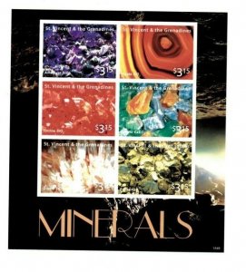 St. Vincent 2016 - Minerals - Imperf - Sheet of 6 Stamps - MNH