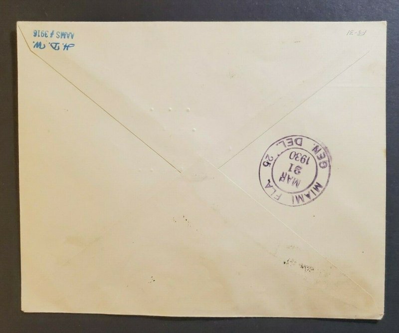 1930 Guatemala to Miami Florida USA First Flight Air Mail Cover